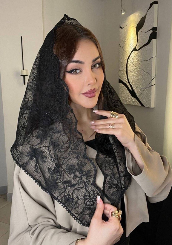 روسری سه گوش دانتل/زنانه و دخترانه/مناسب فصل و مجلس